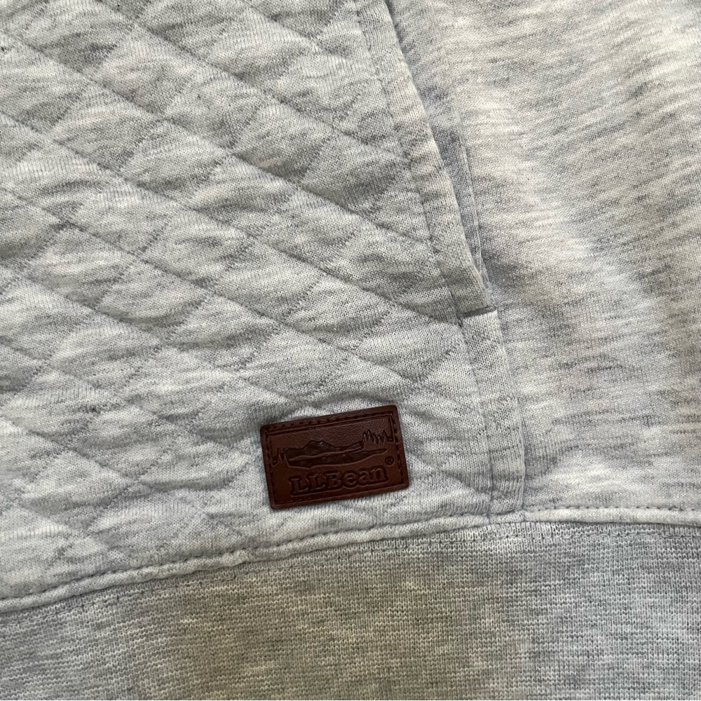 LL Bean 502745 quilted quarter zip 1/4 light gray pullover lightweight jacket XS - Picture 5 of 10